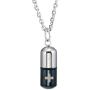 URBAN JEWELRY Mens Stainless Steel Pill Cross Necklace Pendant - Black & Silver, 21'' Inches Chain