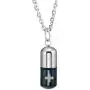 URBAN JEWELRY Mens Stainless Steel Pill Cross Necklace Pendant - Black & Silver, 21'' Inches Chain URBAN JEWELRY Mens Stainless Steel Pill Cross Necklace Pendant - Black & Silver, 21'' Inches Chain