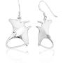 Sterling Silver Manta Ray Dangle Hook Earrings