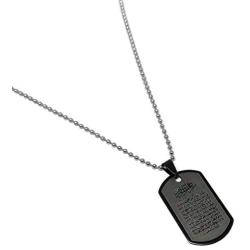 Ayatul Kursi Muslim Pendant Necklace Stainless Steel w/Rope Chain Islamic Quran Arab Fashion Jewelry (Black_02)