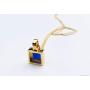 18K Gold Plated 925 Sterling Silver Womens Necklace. Blue Square.