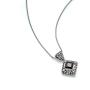 Sterling Silver Filigree Red Garnet Gemstone Square Pendant Necklace w/ 18'' Silver Chain