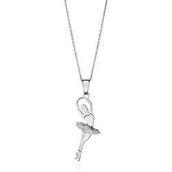 Sterling Silver Ballet Dancer Pendant Necklace for Girls on Cable Chain 16''