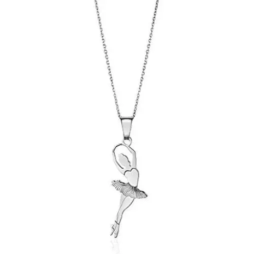 Sterling Silver Ballet Dancer Pendant Necklace for Girls on Cable Chain 16''