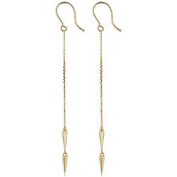 Kooljewelry 14k Yellow Gold Double Triangle Dangle Earrings, 2.8 inch