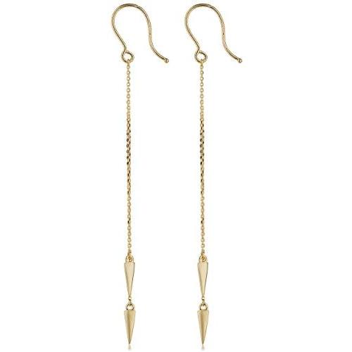 Kooljewelry 14k Yellow Gold Double Triangle Dangle Earrings, 2.8 inch