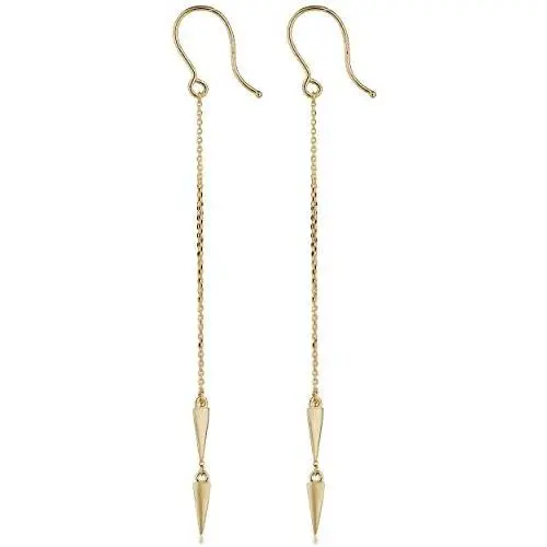 Kooljewelry 14k Yellow Gold Double Triangle Dangle Earrings, 2.8 inch Kooljewelry 14k Yellow Gold Double Triangle Dangle Earrings, 2.8 inch