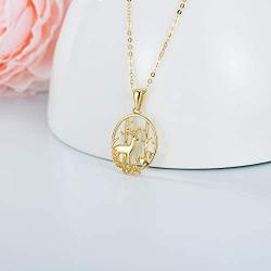 14k Solid Gold Squirrel Elk Cat Fox Necklaces for Women Necklaces Gold Jewelry Present for Wife Girlfriend Mother