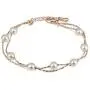 Crystalline Azuria Multi Strand Pearl Bracelet Set Pendant Necklace 18'' Dangle Earrings with Swarovski Crystal Simulated White Pearls Bracelet for Women 8'' 18K Gold Plated