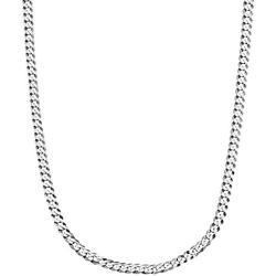 Savlano 925 Sterling Silver 4mm Italian Solid Curb Cuban Link Chain Necklace for Men & Women - Made in Italy Comes Gift Box (4mm)