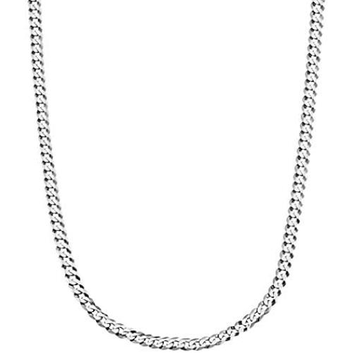 Savlano 925 Sterling Silver 4mm Italian Solid Curb Cuban Link Chain Necklace for Men & Women - Made in Italy Comes Gift Box (4mm)