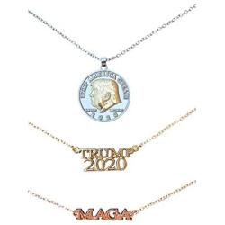 Bobblefingers Set of 3 Donald Trump Necklaces for Women - Jewelry for MAGA Supporters with Charms - Elegant Way to Express Support for The President - 18k Gold-Plated in Yellow, Rose and White Tones