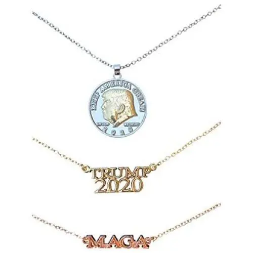 Bobblefingers Set of 3 Donald Trump Necklaces for Women - Jewelry for MAGA Supporters with Charms - Elegant Way to Express Support for The President - 18k Gold-Plated in Yellow, Rose and White Tones Bobblefingers Set of 3 Donald Trump Necklaces for Women - Jewelry for MAGA Supporters with Charms - Elegant Way to Express Support for The President - 18k Gold-Plated in Yellow, Rose and White Tones