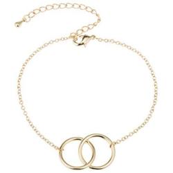 The Woos Double Heart Kont Round Circle Chain Friendship Bracelet Two Interlocking Infinity Love Charm Bracelets Adjustable Hollow Heart Interlock Bracelet Bangle for Best Friends Mother Jewelry