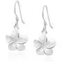 Tropical Satin Shine Hawaiian Plumeria Flower .925 Sterling Silver Dangle Earrings Tropical Satin Shine Hawaiian Plumeria Flower .925 Sterling Silver Dangle Earrings