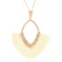 RIAH FASHION Bohemian Fringe Tassel Pendant Statement Necklace - Silky Strand Semi Circle Thread Leaf Marquise Fan Charm Long Chain