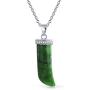 Protection Tooth Amulet Dyed Jade Gemstone Italian Horn Pendant Necklace For Women For Men 925 Sterling Silver