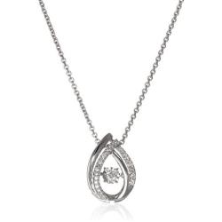 Jewelili Sterling Silver 1/10 Cttw Natural White Round Dancing Diamond Drop Pendant Necklace, 18'' Rolo Chain