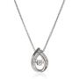 Jewelili Sterling Silver 1/10 Cttw Natural White Round Dancing Diamond Drop Pendant Necklace, 18'' Rolo Chain