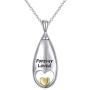 YinShan Cremation Jewelry 925 Sterling Silver Drops and Heart Memorial Urn Ashes Keepsake Cylinder Necklace Pendant Engraved Forever Loved