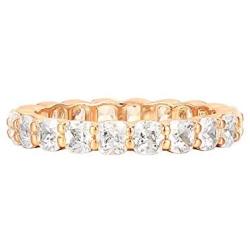 PAVOI 14K Gold Plated Rings Cubic Zirconia Love Ring | 3mm Cushion Cut Stackable Rings for Women | Gold Rings for Women