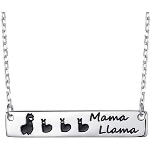 Sterling Silver Mama Llama Mother Child Animal Necklace Gifts for Mom Grandma