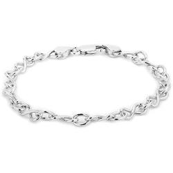 Vanbelle Sterling Silver Jewelry Hand-Made Fancy Infinity Link Chain Bracelets with Rhodium Plating for Women and Girls