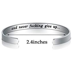 KUIYAI Keep Fucking Going Bracelet Keep Going and Never Fucking Give up Cuff Bangle Inspirational Gift Motivational Jewelry