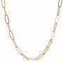 kelistom 14K Gold Plated Paper Clip Link Chain Choker Necklace for Women Teen Girls, 5mm Copper Oval Rectangle Link Chain Necklace Bracelet, 14”+2” Extension