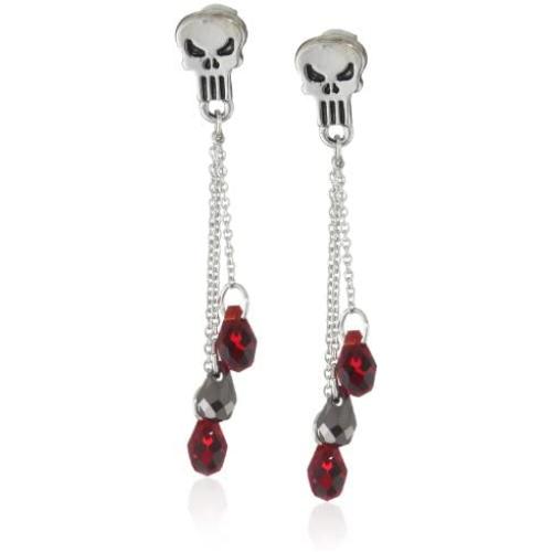Marvel Comics Punisher Crystal Bead Dangle Earrings