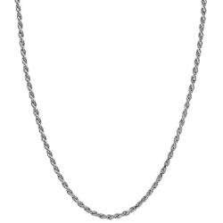 Honolulu Jewelry Company 14K Solid White Gold 1mm Rope Chain Necklace