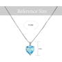 Brishow Fashion Bride Wedding Silver Pendant Necklace Chain Blue Rhinestone Lover Heart Pendant Necklaces Crystal Bridal Chains Jewelry Accessories for Women and Girls
