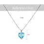 Brishow Fashion Bride Wedding Silver Pendant Necklace Chain Blue Rhinestone Lover Heart Pendant Necklaces Crystal Bridal Chains Jewelry Accessories for Women and Girls