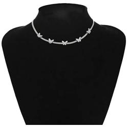 The Woos Bohemian Cute Butterfly Choker Necklace Gold Butterfly Crystal Clavicle Chain Elegant Statement Collar Shining Female Chocker Jewelry