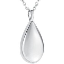Engraved Teardrop Urn Necklace for Ashes Simple Cremation Keepsakes Memorial Cremation Jewelry for Loved One