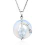 Injoy Jewelry Flower Wrapped Pendant Necklace Energy Healing Crystal Round Gemstone Pendant Necklace 18'' Stainless Steel Chain