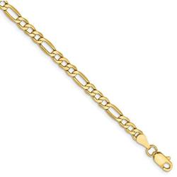 14k Yellow Gold 3.5mm Figaro Chain Necklace - with Secure Lobster Lock Clasp