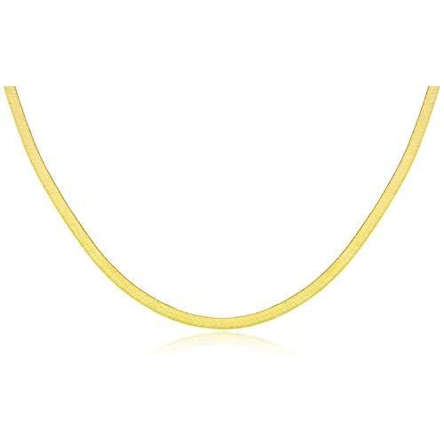 .925 Gold Plated Sterling Silver 3MM, 4.5MM, 5.5MM or 7MM Flexible Flat Magic Herringbone Chain Necklace - Multiple Lengths Available