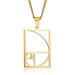 MPRAINBOW Unisex Stainless Steel Gold Plated Fibonacci Sequence Ratio Symbol Pendant Necklace Mathematics Jewelry Gift For Teacher,Son, Daughter,Friends