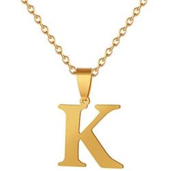 Fashion Initial Letter Pendant Necklace Stainless Steel Gold Color Mens Womens Custom Capital Letter Name Necklace Personalized Jewelry Gift