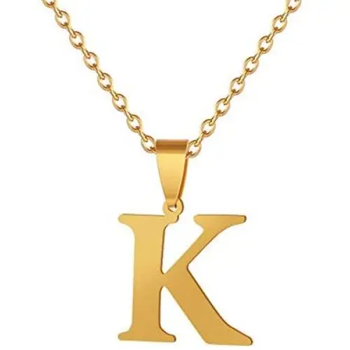 Fashion Initial Letter Pendant Necklace Stainless Steel Gold Color Mens Womens Custom Capital Letter Name Necklace Personalized Jewelry Gift