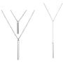 Gold/Silver Simple Y Lariat Pendant Necklace Adjustable Circle Long Layered Jewelry Set for Women