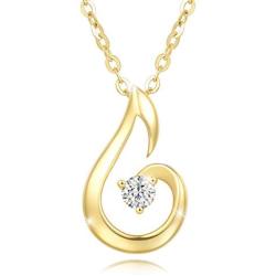 Agvana 18K Solid Gold Diamond Teardrop Dainty Pendant Necklace Fine Jewelry Anniversary Birthday Valentines Day Gifts for Women Teen Girls Sister Lover Wife, 16+2 Inch Extender