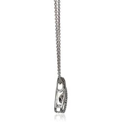 Jewelili Sterling Silver 1/10 Cttw Natural White Round Dancing Diamond Drop Pendant Necklace, 18'' Rolo Chain