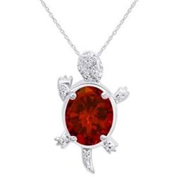 Jewel Zone US Turtle Pendant Necklace in 14k White Gold Over Sterling Silver