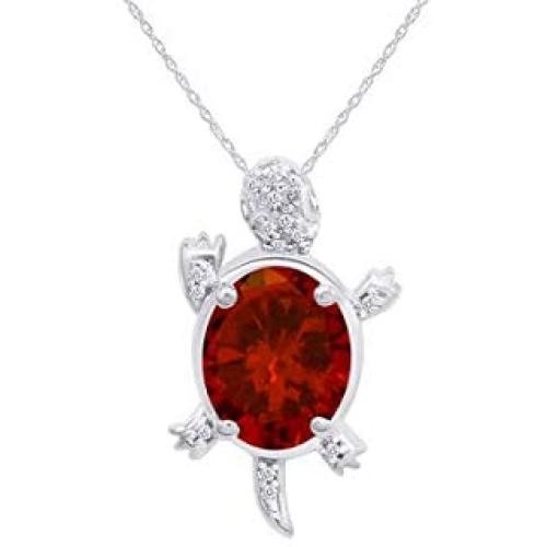 Jewel Zone US Turtle Pendant Necklace in 14k White Gold Over Sterling Silver