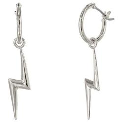 Columbus 14K Gold Plated or Rhodium Plated Statement Lightning Bolt Earrings - Lightning Post Earrings - Dangling Lightning Drop Earrings