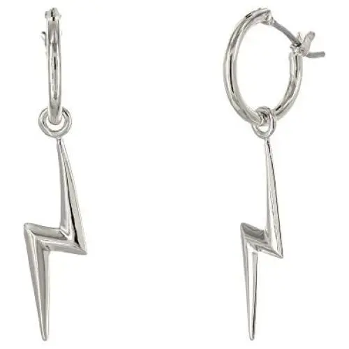 Columbus 14K Gold Plated or Rhodium Plated Statement Lightning Bolt Earrings - Lightning Post Earrings - Dangling Lightning Drop Earrings