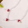Bohemian Colorful Resin Mushroom Beads Chain Pendant Necklace Set for Women Girl Handmade Boho Cute Imitation Pearl Beaded Choker Necklace 3D Vegetable Food Jewelry Gift