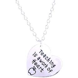 Luvalti Teaching is a Work of Heart Pendant Necklace - Teacher Appreciation Gift - Thank You Gifts